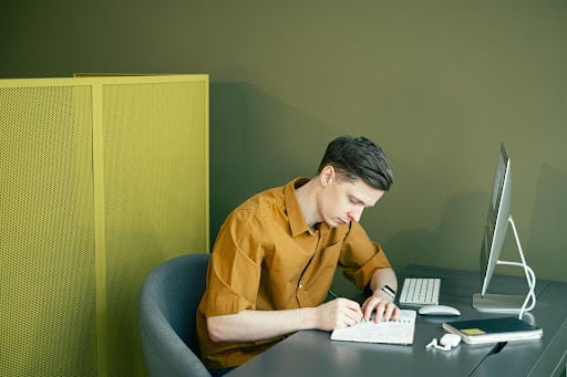 Writer at desk